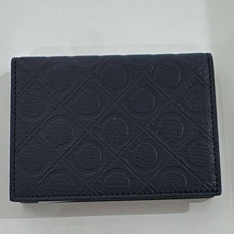Ferragamo Gancini Embossed Leather Card Holder