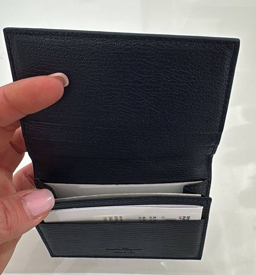 Ferragamo Gancini Embossed Leather Card Holder