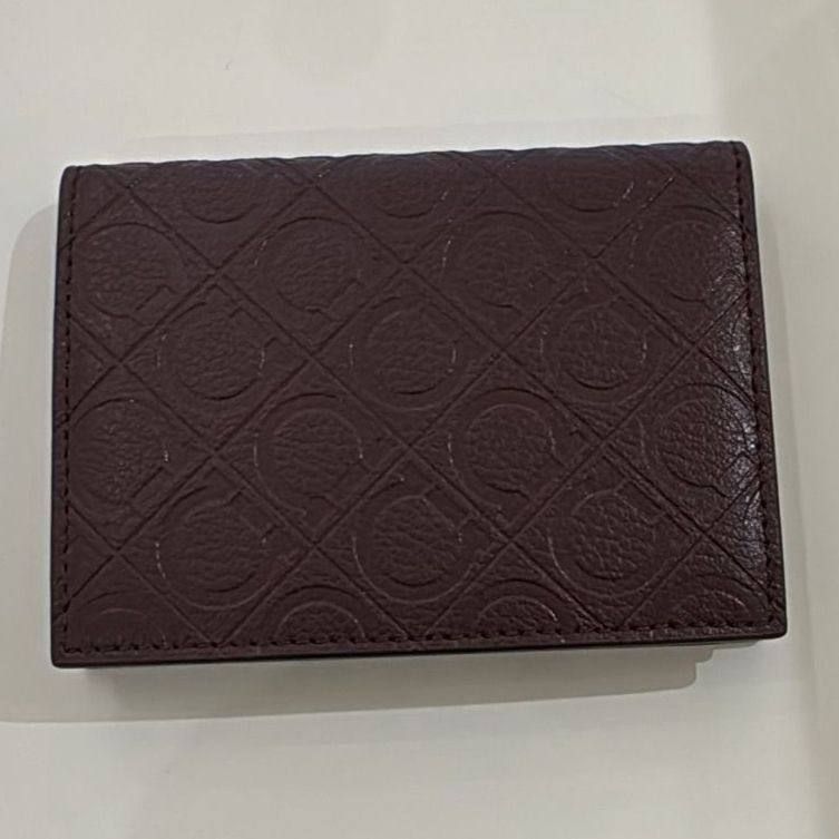 Ferragamo Gancini Embossed Leather Card Holder