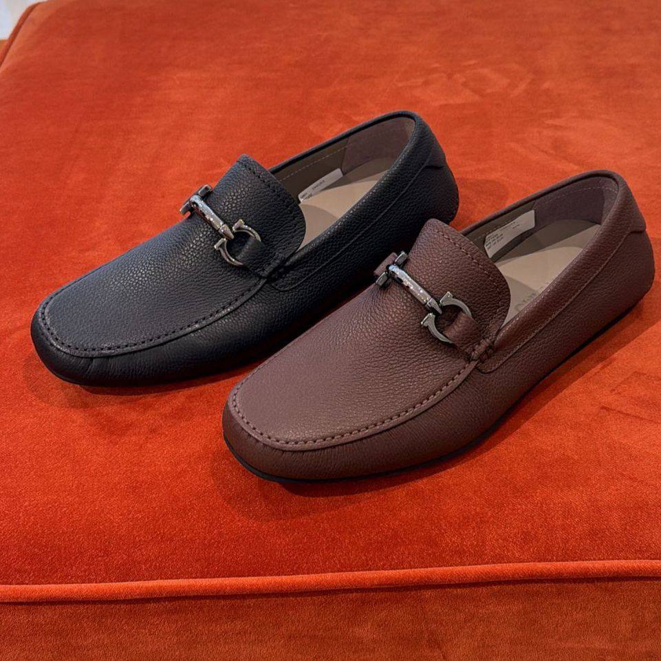 Ferragamo Gancini Leather Driving Loafers