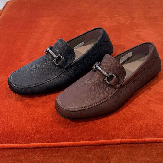 Ferragamo Gancini Leather Driving Loafers