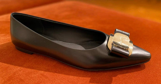 Ferragamo Leather Vara Ballet Flats
