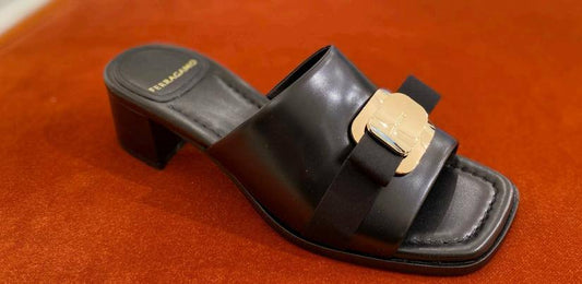 Ferragamo Vara Leather Slide Sandals