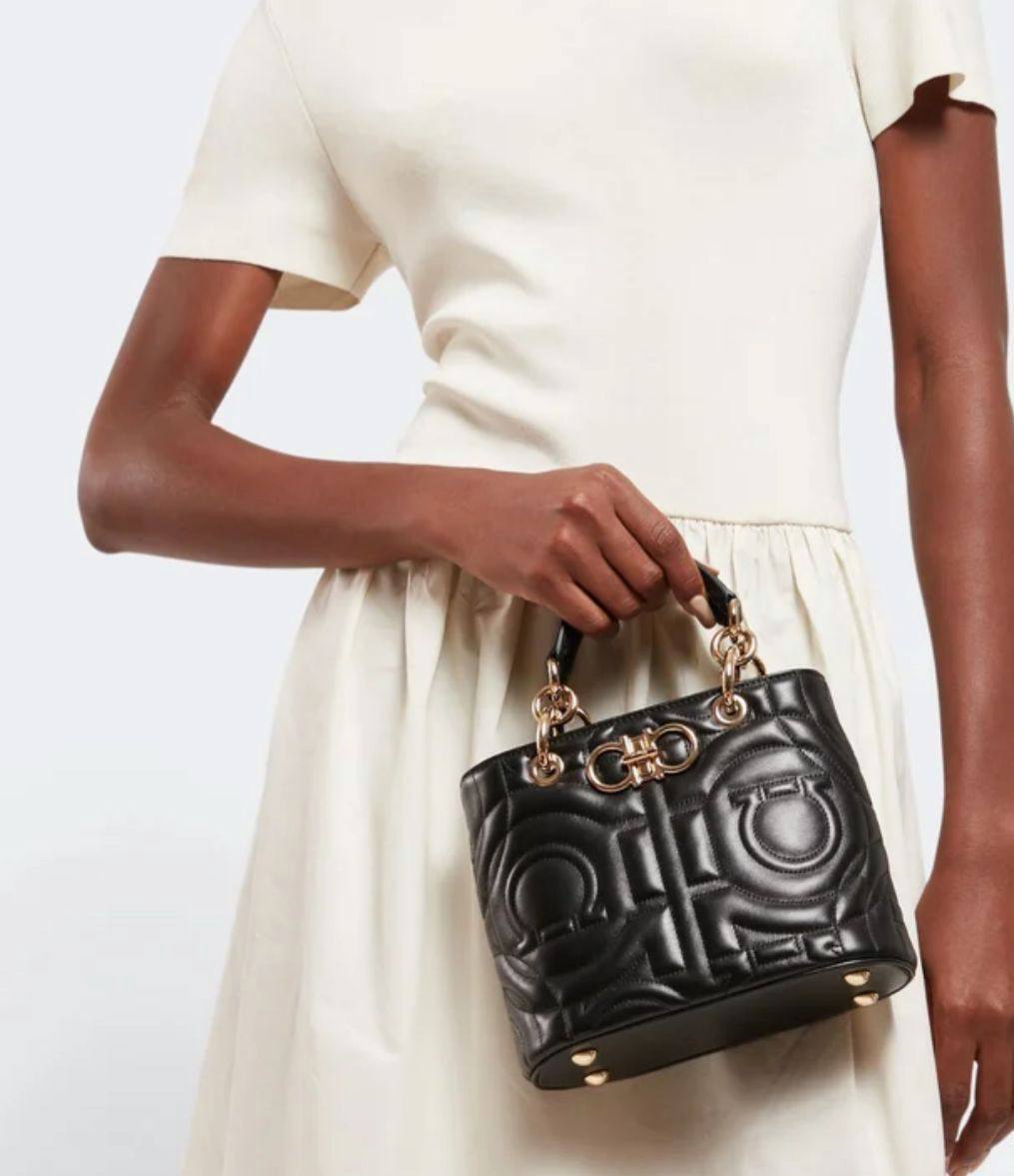 Ferragamo Studio Bucket Bag with Gancini Detailing