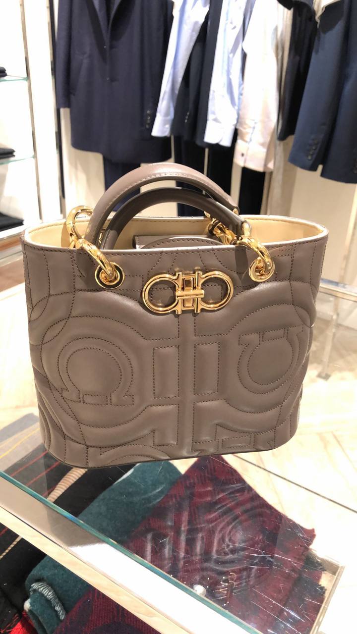 Ferragamo Studio Bucket Bag with Gancini Detailing